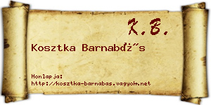 Kosztka Barnabás névjegykártya